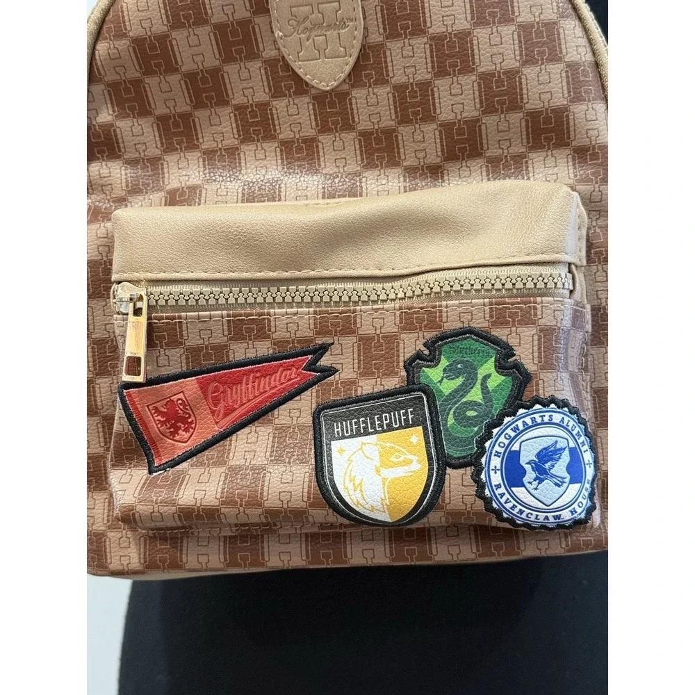 BioWorld Harry Potter Mini Backpack, Brown Checkered W Patches